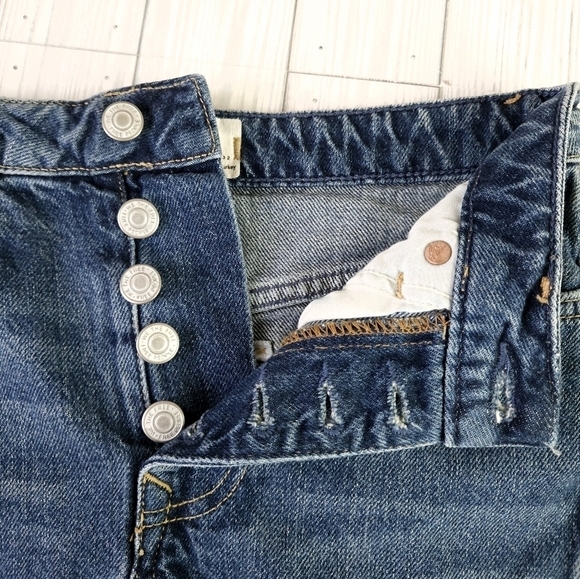 Free People We the Free Destroyed Denim Mini Skirt in Harvey Blue Size 25 - Picture 11 of 12